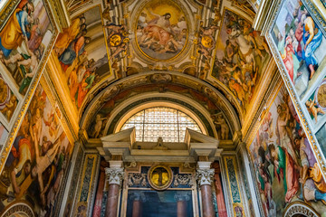 Fototapeta na wymiar Chapel Arch Frescoes Basilica Santa Maria Traspontina Church Rome Italy