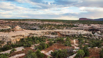The Owachomo Bridge defies the pull of gravity on its tiny ribbon of stone as it stands in Natural Bridges National Monument, Utah