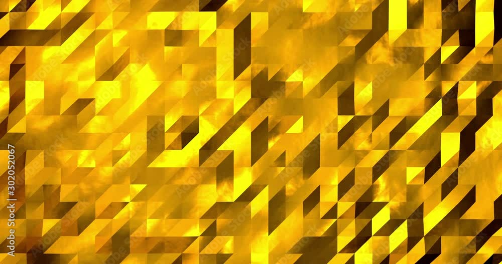 Poster abstract golden 3d geometric pattern. mosaic metall background. new year texture. 3d animation loop 