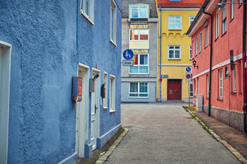 Fototapeta na wymiar Cute old street in the city of Memmingen, Germany.