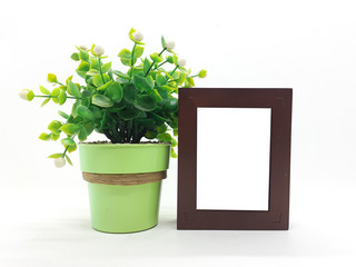 Various Stylish Beautiful Elegant Angle of Empty Clean Dark Brown Wooden Table Top Photo Frame in White Isolated Background