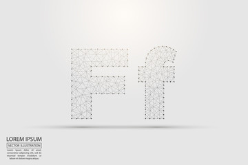 Obraz premium English letters abstract font consists 3d of triangles, lines, dots and connections. Vector illustration EPS 10.
