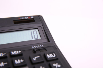 calculator with number 10 on white background