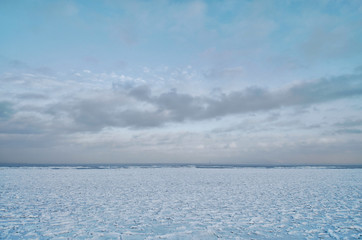 Naklejka na ściany i meble The Bay is covered with ice.