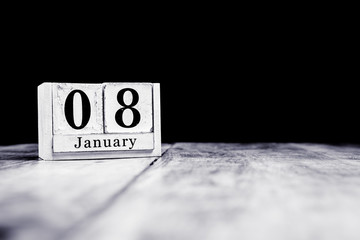 January 8th, 8 January, Eighth of January, calendar month - date or anniversary or birthday