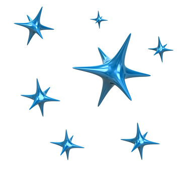 Blue Sparkle Lights Stars 3d Illustration On White Background