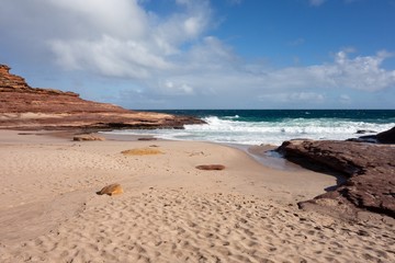Beautiful sandy beach at Pot Alley in Kalbarri National Park in Australia