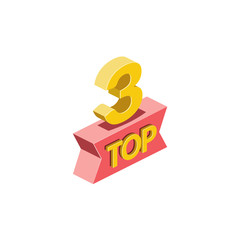 Top 3, Best, Winner award. Vector 3d isometric, color web icon, new flat style. Creative illustration design, idea for infographics.