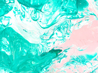 Green mint and pink hand painted background