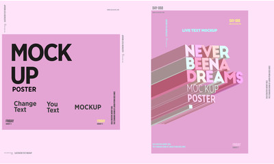 modern and sweet  poster design template mockup / full editable - obrazy, fototapety, plakaty