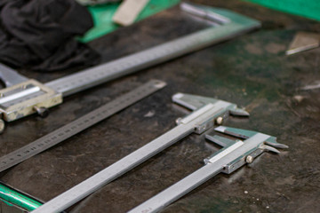 Simple measuring tool ruler and vernier caliper