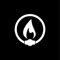 Fire flame Logo Template icon isolated on black background