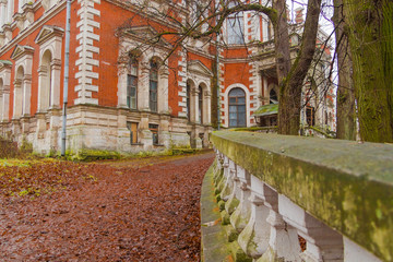 ancient castle to which there is a path with stone railings