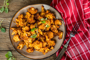 Cauliflower rosettes in a herbal marinade.