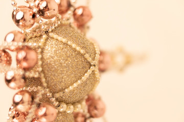 silver-gold Christmas ornament with corals