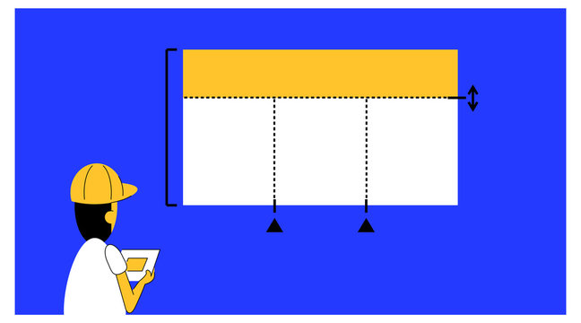 vector illustration of someone laying out a layout with precision lines. website project under development. flat