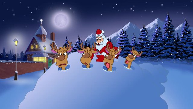 Animated Santa Claus In snowdrift.  Original Full HD and 29.97 fps