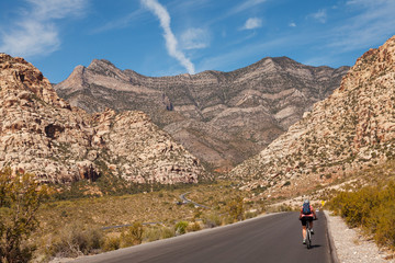Mit dem Bike unterwegs, Red Rock Canyon National Conservation Area, Red Rock Canyon Scenic Drive, MTB, Biking, NV, USA