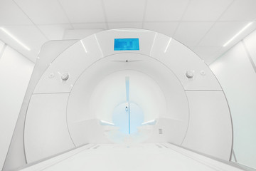 MRI - Magnetic resonance imaging scan device in Hospital. Medical Equipment and Health Care.  CT -...