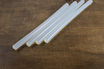 Thermo glue. Transparent rods thermo glue for bonding various objects.