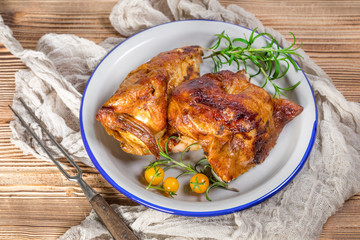 Chicken quarters baked.