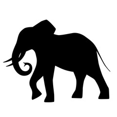 Decorative silhouette of a elephant. Black silhouette on a white background.