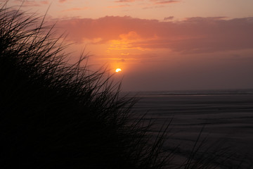 Texel beach at sunset, Holland