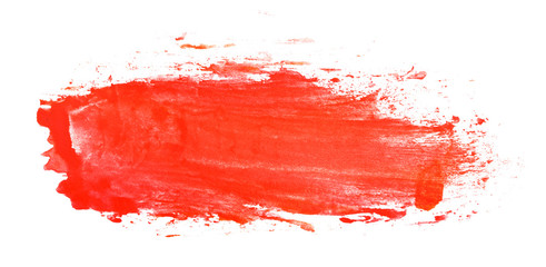 watercolor stain dry brush stroke, with brush texture and red paint
