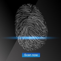 Fingerprint pattern scanning. Modern security technology design.