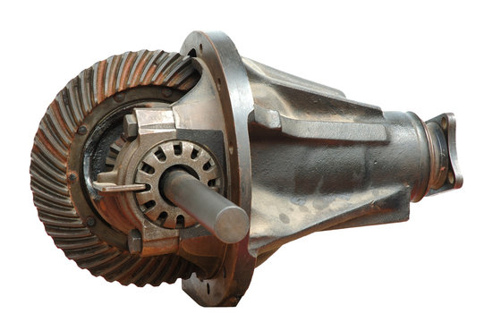 Interior details of an old differential,  close up isolated view