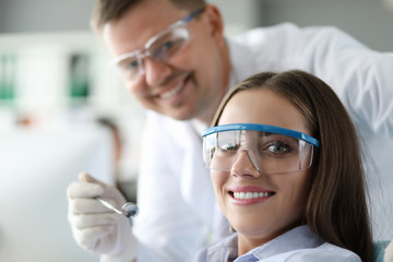 Cute woman wearing glasses in hospital