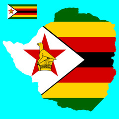 Map Flag of Zimbabwe Vector illustration Eps 10