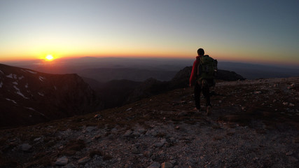 Alone man in Poland mountains