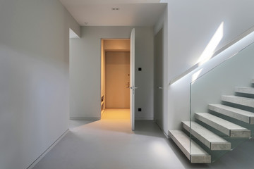 White and modern apartment with bright empty interior