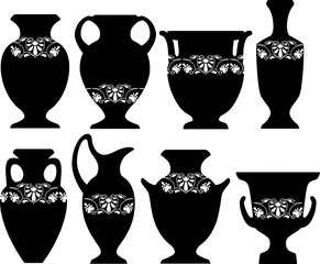 Vector illustration of Greek vases and amphora