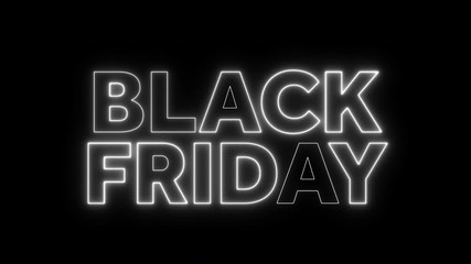Black friday sale glowing neon light banner