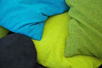 multi-colored pillows