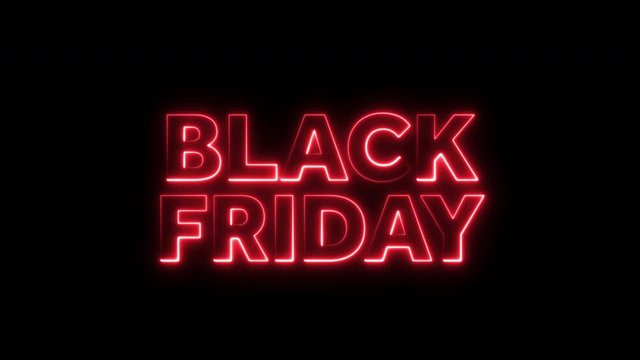 Black friday sale glowing neon light banner