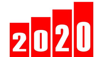 year 2020 - stripes with numbers - red simple - vector