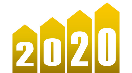 year 2020 - stripes with numbers - golden simple gradient - vector