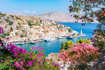 Washable wall murals Mediterranean Europe Symi town cityscape, Dodecanese islands, Greece
