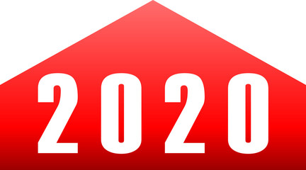 year 2020 - stripes with numbers - red simple gradient - vector
