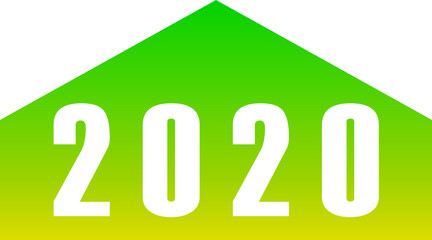 year 2020 - stripes with numbers - yellow green gradient simple - vector