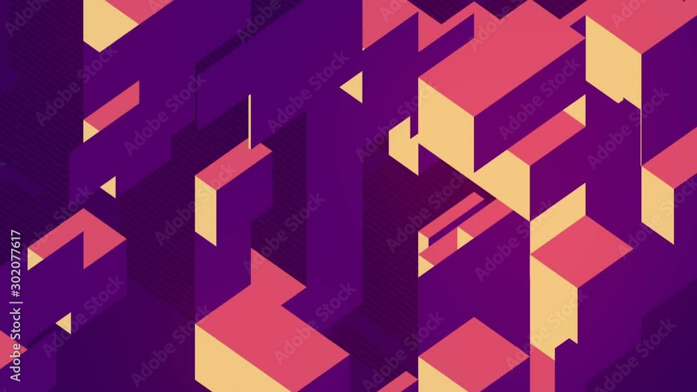 Poster isometric projection of moving rectangular shapes, abstract 3d puzzle. modern background design. dig