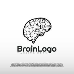 Human brain logo with art design concept -vector