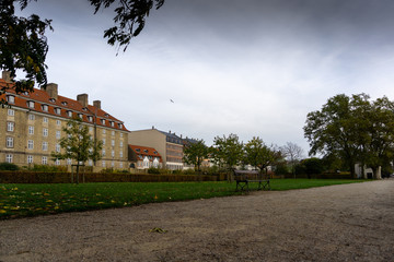 Fototapeta na wymiar Rosenborg Castle Gardens during Autumn. The King's Garden—the oldest and most visited park in central Copenhagen, Denmark.