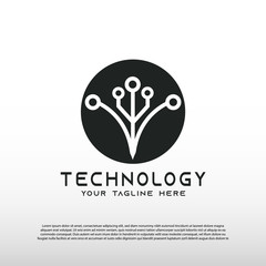 Technology logo with concept of network. illustration element -vector