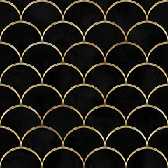 Mermaid fish scale wave japanese seamless pattern © Olga