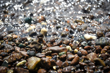 closeup of pebbles on the beach