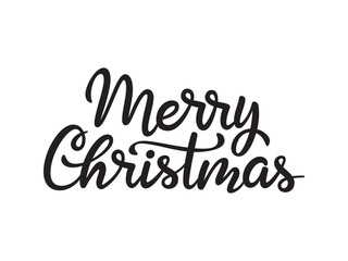 Merry Christmas greeting. Monochromatic hand drawn lettering